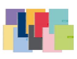 Cuaderno espiral liderpapel a4 crafty tapa forrada 80h 90 gr rayado horizontal con margen colores surtidos