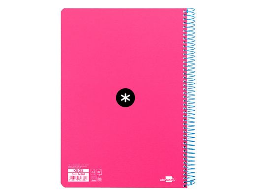 Cuaderno espiral liderpapel A4 micro antartik tapa dura 80h 90 gr cuadro 5mm sin bandas 4 taladros color rosa fluor.