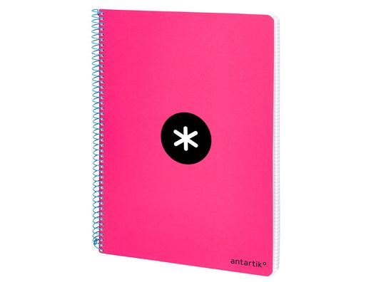 Cuaderno espiral liderpapel A4 micro antartik tapa dura 80h 90 gr cuadro 5mm sin bandas 4 taladros color rosa fluor.