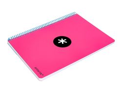 Cuaderno espiral liderpapel A4 micro antartik tapa dura 80h 90 gr cuadro 5mm sin bandas 4 taladros color rosa fluor.