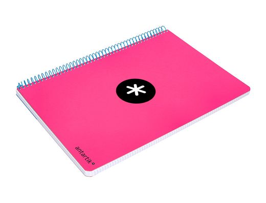 Cuaderno espiral liderpapel A4 micro antartik tapa dura 80h 90 gr cuadro 5mm sin bandas 4 taladros color rosa fluor.