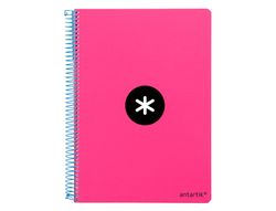 Cuaderno espiral liderpapel A4 micro antartik tapa dura 80h 90 gr cuadro 5mm sin bandas 4 taladros color rosa fluor.