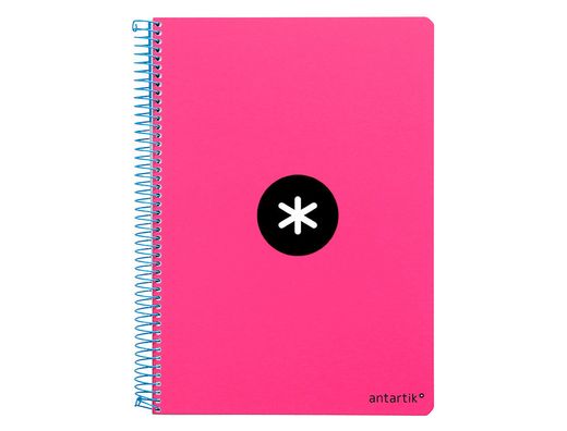 Cuaderno espiral liderpapel A4 micro antartik tapa dura 80h 90 gr cuadro 5mm sin bandas 4 taladros color rosa fluor.