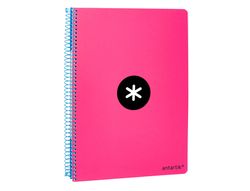Cuaderno espiral liderpapel A4 micro antartik tapa dura 80h 90 gr cuadro 5mm sin bandas 4 taladros color rosa fluor.