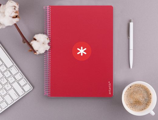 Cuaderno espiral liderpapel a4 micro antartik tapa dura 80h 100gr cuadro 5mm sin banda4 taladros color frambuesa