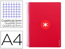 Cuaderno espiral liderpapel a4 micro antartik tapa dura 80h 100gr cuadro 5mm sin banda4 taladros color frambuesa
