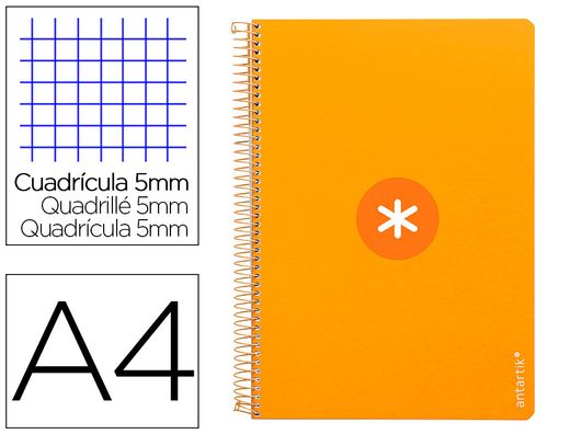 Cuaderno espiral liderpapel a4 micro antartik tapa dura 80h 100gr cuadro 5mm sin banda4 taladros color mostaza