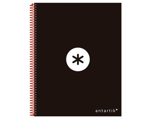 Cuaderno Espiral Liderpapel A4 Micro Antartik Tapa Forrada 120H 90 gr Cuadro5Mm 5 Bandas 4 Taladros Color Negro