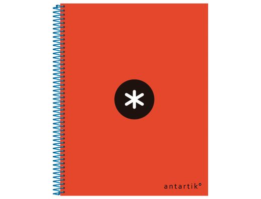 Cuaderno Espiral Liderpapel A4 Micro Antartik Tapa Forrada 120H 90 gr Cuadro5Mm 5 Bandas 4 Taladros Color Rojo