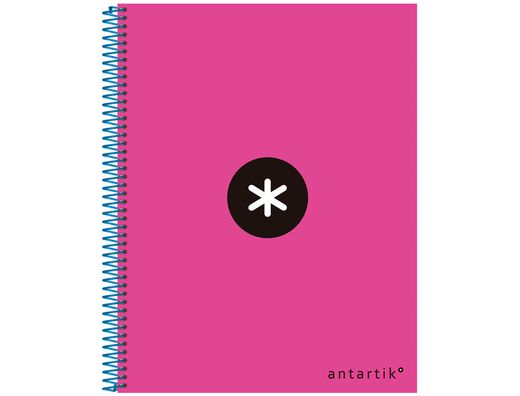 Cuaderno Espiral Liderpapel A4 Micro Antartik Tapa Forrada 120H 90 gr Cuadro5Mm 5 Bandas 4 Taladros Color Rosa