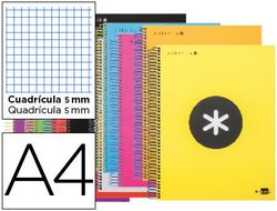 Cuaderno Espiral Liderpapel A4 Micro Antartik Tapa Forrada 120H 90 gr Cuadro5Mm 5 Bandas 4 Taladros Colores Surtidos S