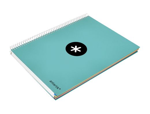 Cuaderno espiral liderpapel a4 micro antartik tapa forrada 120h 90 gr horizontal 5 banda4 taladores color menta