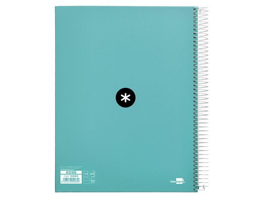 Cuaderno espiral liderpapel a4 micro antartik tapa forrada 120h 90 gr horizontal 5 banda4 taladores color menta