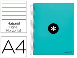Cuaderno espiral liderpapel a4 micro antartik tapa forrada 120h 90 gr horizontal 5 banda4 taladores color menta