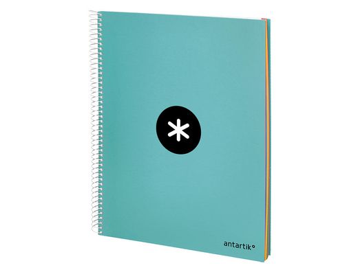 Cuaderno espiral liderpapel a4 micro antartik tapa forrada 120h 90 gr horizontal 5 banda4 taladores color menta