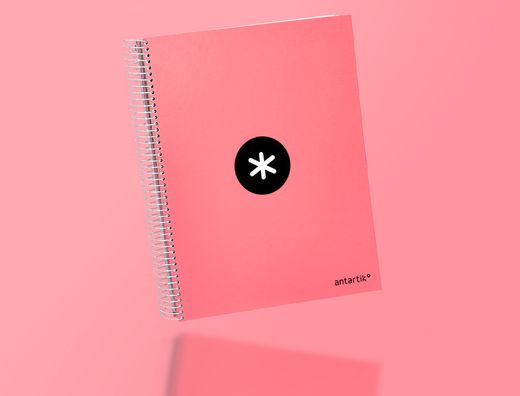 Cuaderno espiral liderpapel a4 micro antartik tapa forrada 120h 90 gr horizontal 5 banda4 taladors color coral