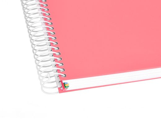 Cuaderno espiral liderpapel a4 micro antartik tapa forrada 120h 90 gr horizontal 5 banda4 taladors color coral