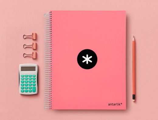 Cuaderno espiral liderpapel a4 micro antartik tapa forrada 120h 90 gr horizontal 5 banda4 taladors color coral