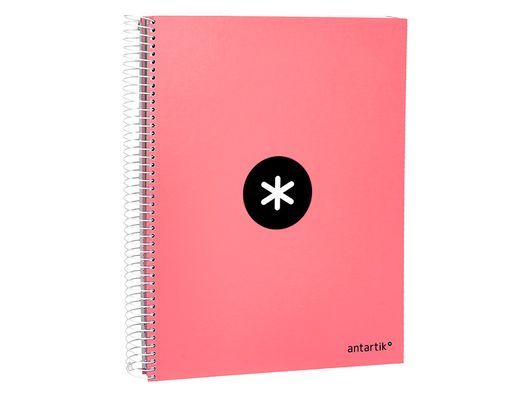 Cuaderno espiral liderpapel a4 micro antartik tapa forrada 120h 90 gr horizontal 5 banda4 taladors color coral