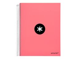 Cuaderno espiral liderpapel a4 micro antartik tapa forrada 120h 90 gr horizontal 5 banda4 taladors color coral