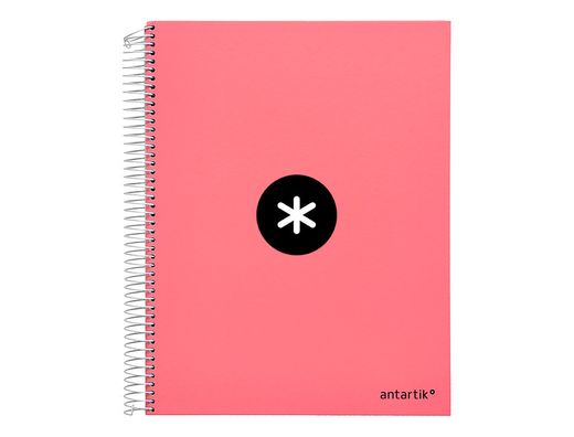 Cuaderno espiral liderpapel a4 micro antartik tapa forrada 120h 90 gr horizontal 5 banda4 taladors color coral