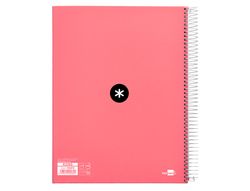 Cuaderno espiral liderpapel a4 micro antartik tapa forrada 120h 90 gr horizontal 5 banda4 taladors color coral