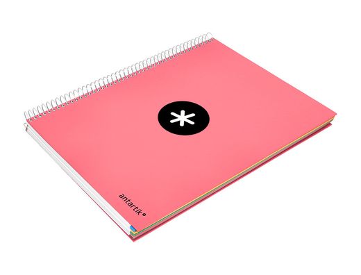 Cuaderno espiral liderpapel a4 micro antartik tapa forrada 120h 90 gr horizontal 5 banda4 taladors color coral