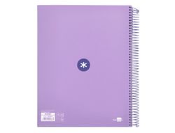 Cuaderno espiral liderpapel a4 micro antartik tapa forrada 120h 90 gr horizontal 5 banda4 taladros color lavanda