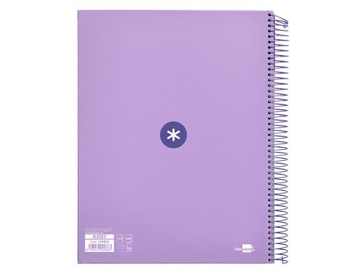 Cuaderno espiral liderpapel a4 micro antartik tapa forrada 120h 90 gr horizontal 5 banda4 taladros color lavanda