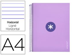 Cuaderno espiral liderpapel a4 micro antartik tapa forrada 120h 90 gr horizontal 5 banda4 taladros color lavanda