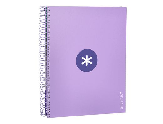 Cuaderno espiral liderpapel a4 micro antartik tapa forrada 120h 90 gr horizontal 5 banda4 taladros color lavanda