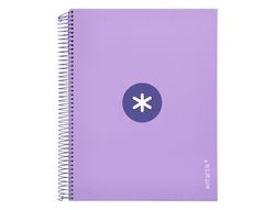 Cuaderno espiral liderpapel a4 micro antartik tapa forrada 120h 90 gr horizontal 5 banda4 taladros color lavanda