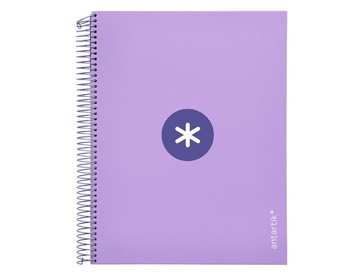 Cuaderno espiral liderpapel a4 micro antartik tapa forrada 120h 90 gr horizontal 5 banda4 taladros color lavanda