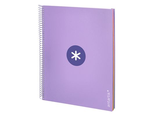 Cuaderno espiral liderpapel a4 micro antartik tapa forrada 120h 90 gr horizontal 5 banda4 taladros color lavanda
