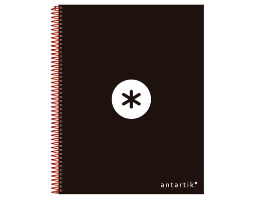 Cuaderno Espiral Liderpapel A4 Micro Antartik Tapa Forrada 120H 90 gr Horizontal 5 Bandas 4 Taladros Color Negro