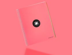 Cuaderno espiral liderpapel a4 micro antartik tapa forrada 120h 90 gr liso 5 bandas 4 taladros color coral