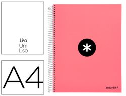 Cuaderno espiral liderpapel a4 micro antartik tapa forrada 120h 90 gr liso 5 bandas 4 taladros color coral