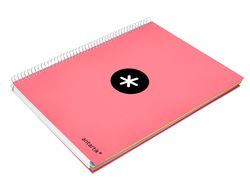 Cuaderno espiral liderpapel a4 micro antartik tapa forrada 120h 90 gr liso 5 bandas 4 taladros color coral