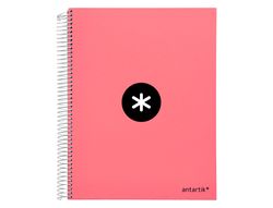 Cuaderno espiral liderpapel a4 micro antartik tapa forrada 120h 90 gr liso 5 bandas 4 taladros color coral