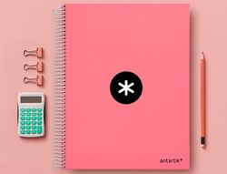 Cuaderno espiral liderpapel a4 micro antartik tapa forrada 120h 90 gr liso 5 bandas 4 taladros color coral