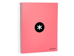Cuaderno espiral liderpapel a4 micro antartik tapa forrada 120h 90 gr liso 5 bandas 4 taladros color coral