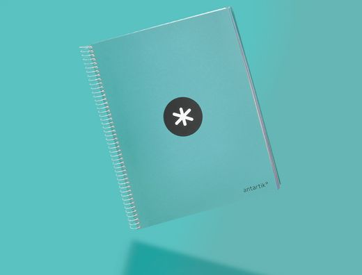 Cuaderno espiral liderpapel a4 micro antartik tapa forrada 120h 90 gr liso 5 bandas 4 taladros color menta