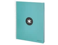 Cuaderno espiral liderpapel a4 micro antartik tapa forrada 120h 90 gr liso 5 bandas 4 taladros color menta
