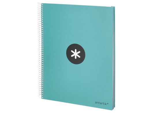 Cuaderno espiral liderpapel a4 micro antartik tapa forrada 120h 90 gr liso 5 bandas 4 taladros color menta