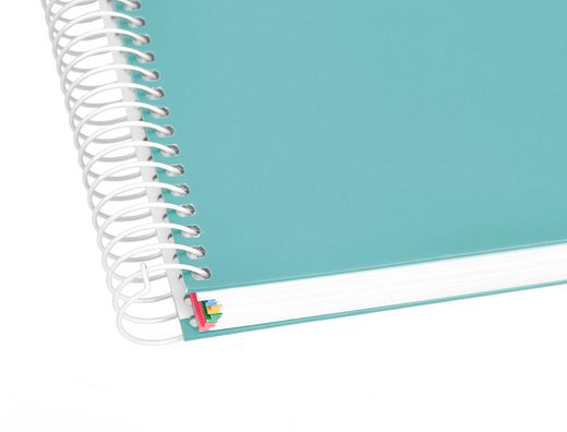 Cuaderno espiral liderpapel a4 micro antartik tapa forrada 120h 90 gr liso 5 bandas 4 taladros color menta