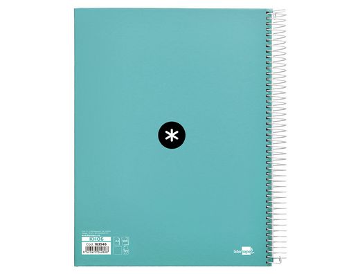 Cuaderno espiral liderpapel a4 micro antartik tapa forrada 120h 90 gr liso 5 bandas 4 taladros color menta