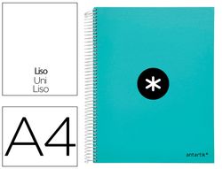 Cuaderno espiral liderpapel a4 micro antartik tapa forrada 120h 90 gr liso 5 bandas 4 taladros color menta