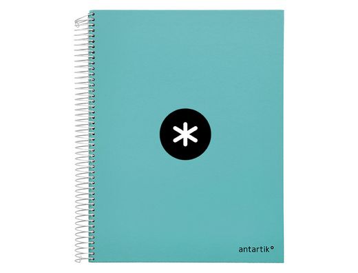 Cuaderno espiral liderpapel a4 micro antartik tapa forrada 120h 90 gr liso 5 bandas 4 taladros color menta