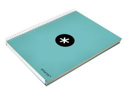 Cuaderno espiral liderpapel a4 micro antartik tapa forrada 120h 90 gr liso 5 bandas 4 taladros color menta