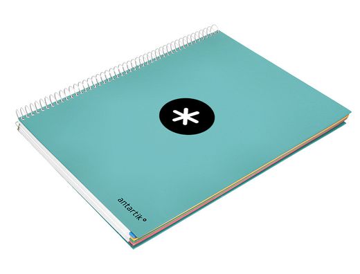 Cuaderno espiral liderpapel a4 micro antartik tapa forrada 120h 90 gr liso 5 bandas 4 taladros color menta